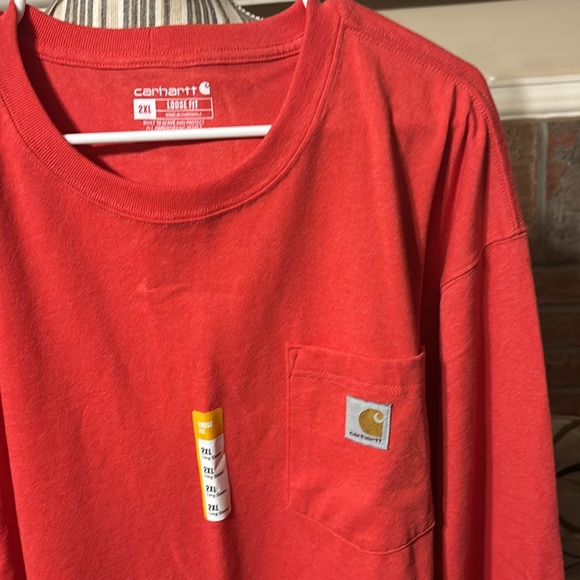 Carhartt Bold Dark Orange-Red Long Sleeve Tee XXL Men - Picture 3 of 4
